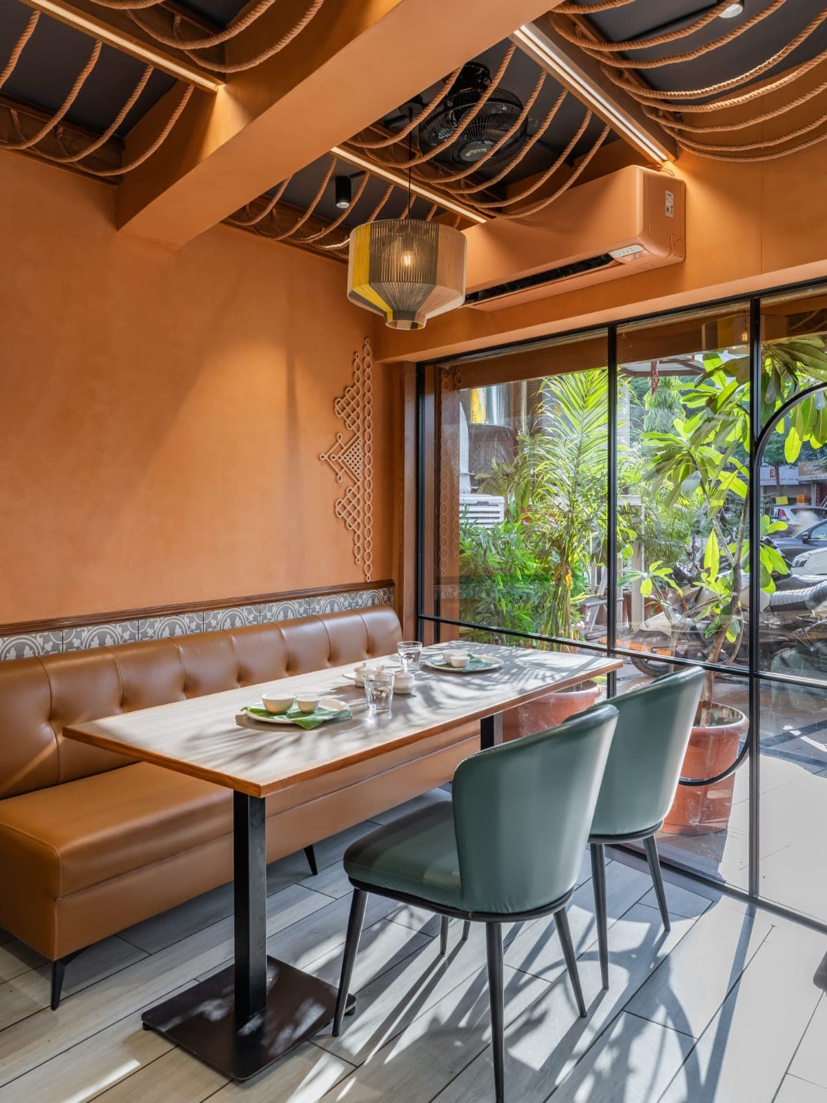 Garden-View Dining Booth